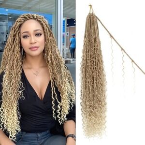24 Inch Goddess Locs Crochet Hair 8 Packs #27/613 Ombre Blonde Boho